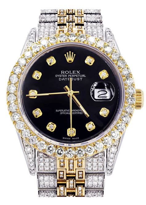 rolex watch gold watch with black dial iced a1 price|iced out rolex gold chain.